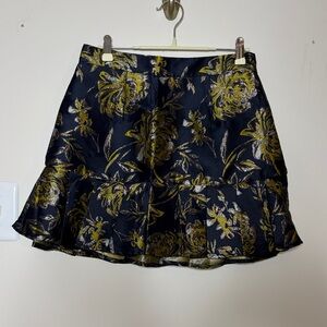 Moment to Remember Navy Blue Floral Jacquard Trumpet Skirt